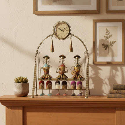18-Inch Handcrafted Metal Musician Figurine Swing Clock