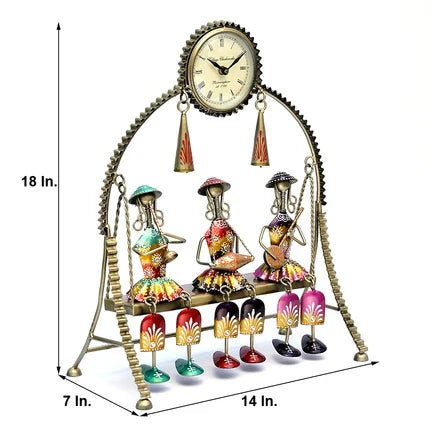 18-Inch Handcrafted Metal Musician Figurine Swing Clock