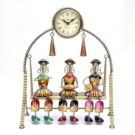 18-Inch Handcrafted Metal Musician Figurine Swing Clock
