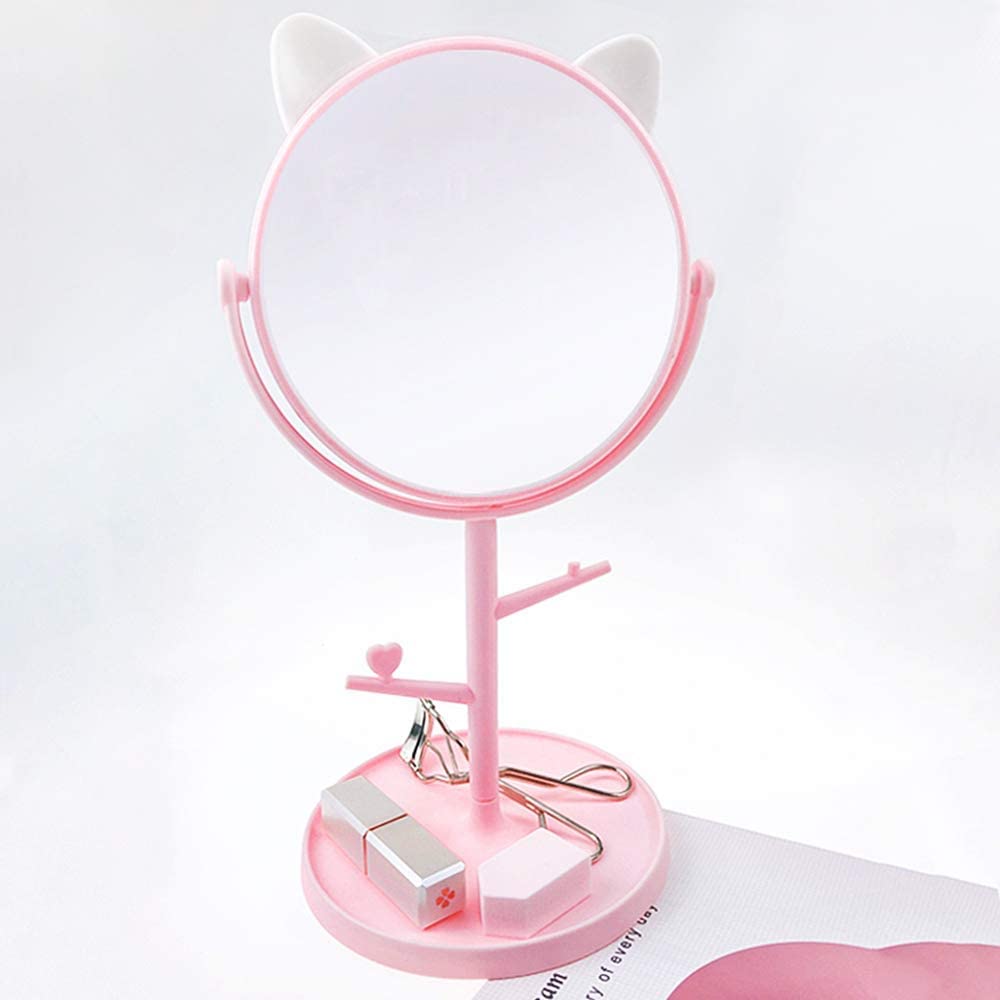 NAIDEV Cute Rotatable Cat-Ears Makeup Mirror