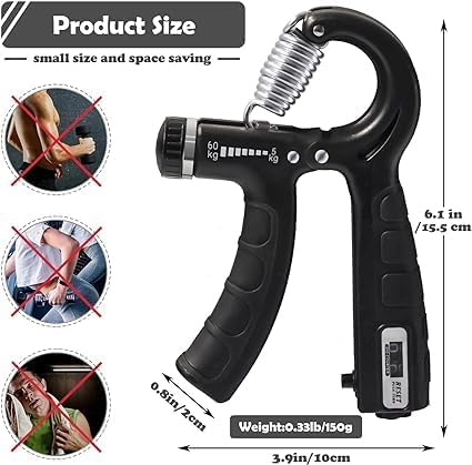 Adjustable Hand Grip Strengthener With Counter