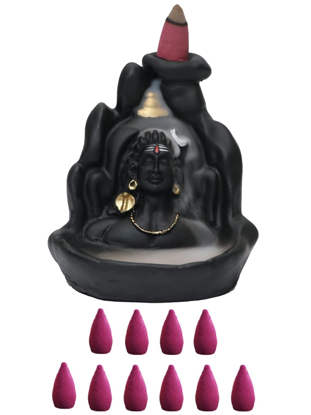 Lord Shiva Adiyogi Backflow Cone Holder with Free 101 Aroma Cones