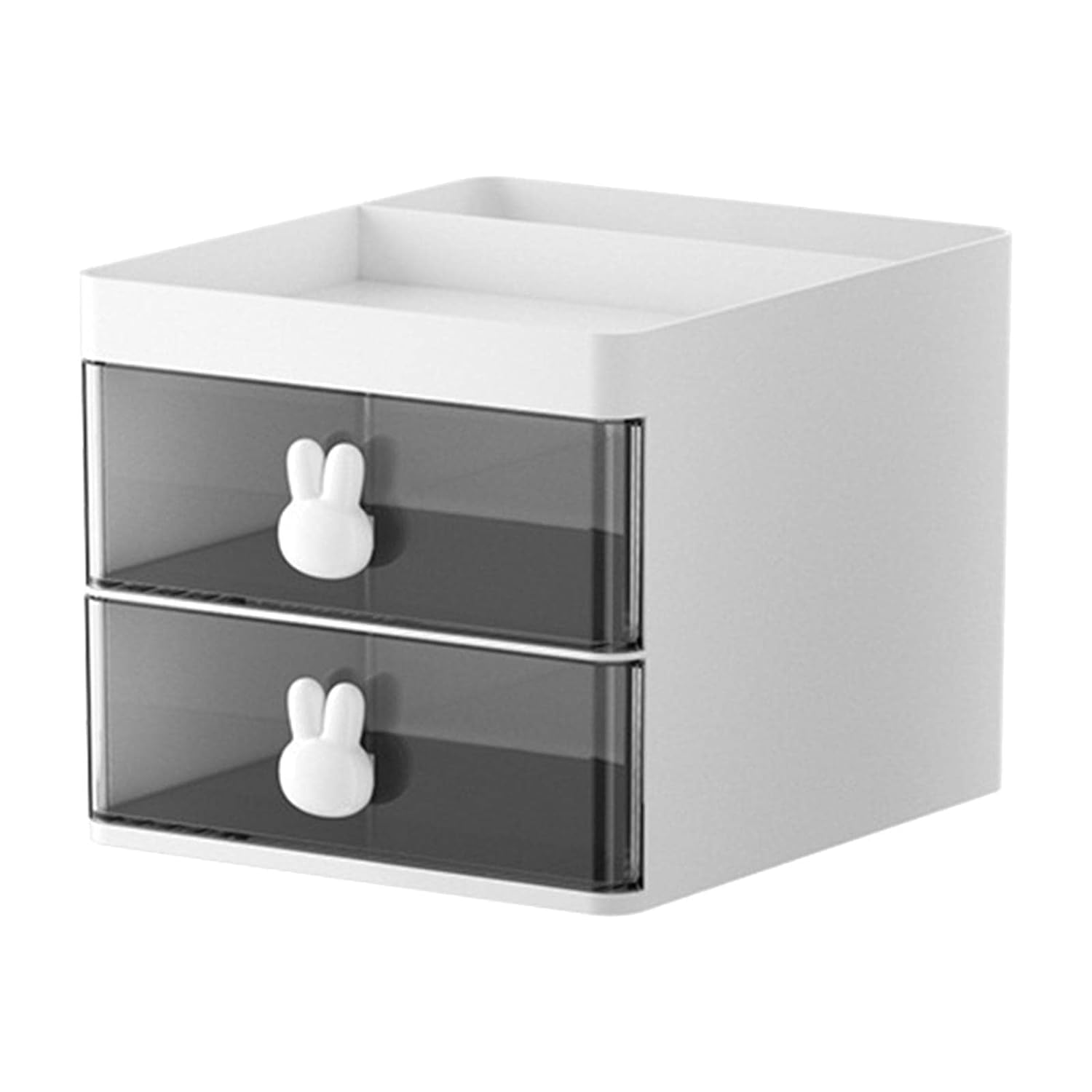 Polypropylene Desk Organizer with 2 Drawers & 3 Compartments | White Aesthetic Pen Stand