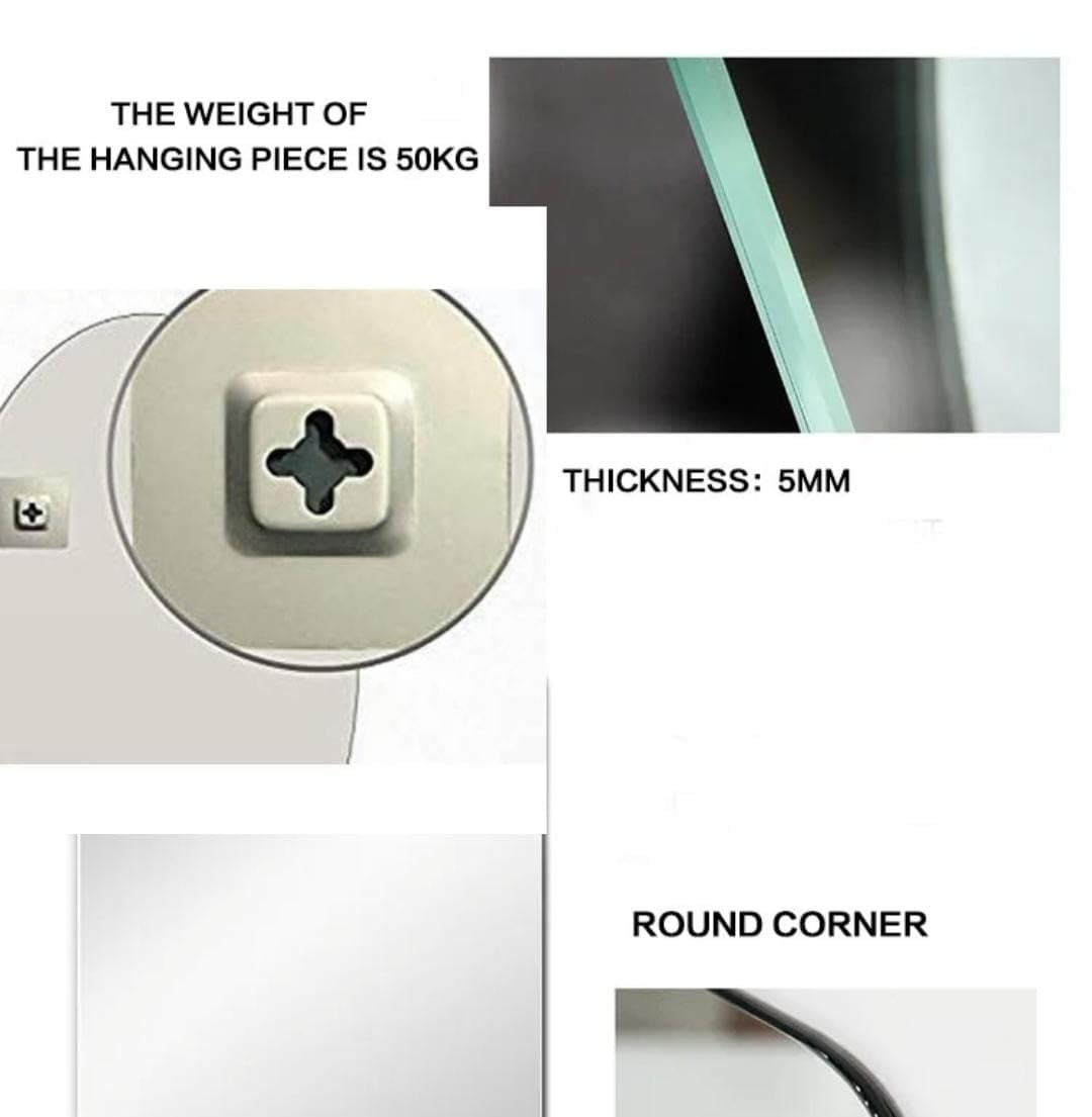 Stick-On Round Mirror for Bathroom & Bedroom – 12 Inch