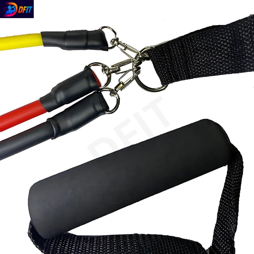 Manogyam 11-Piece Resistance Bands Set | Complete Home Workout & Training Kit