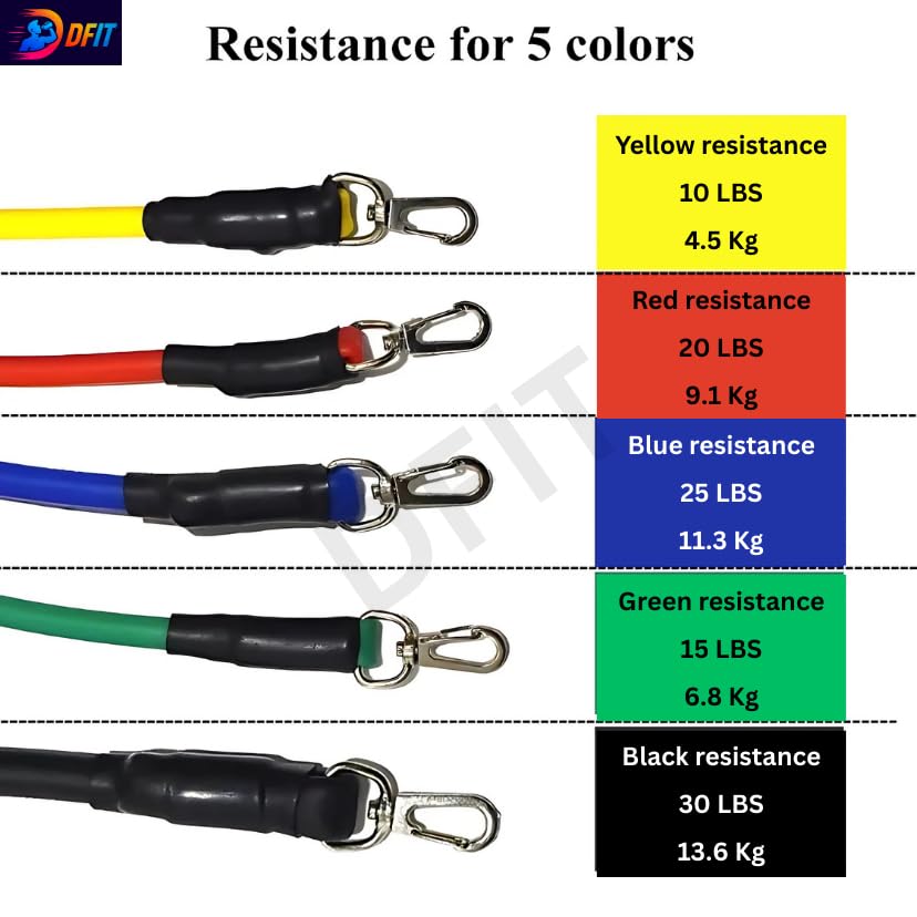 Manogyam 11-Piece Resistance Bands Set | Complete Home Workout & Training Kit