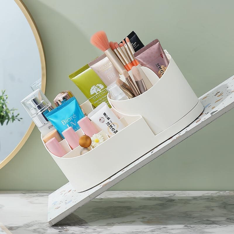 E-COSMOS® 360° Rotating Desk Organizer | Makeup Brush & Pencil Holder (White)