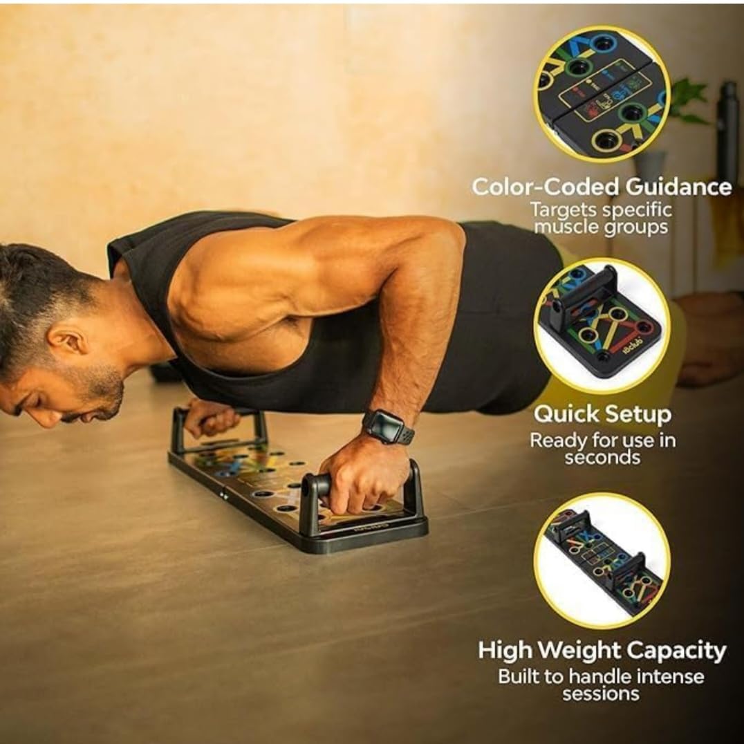 Manogyam Push Up Board | Multi-Mode Push-Up Bars & Stand for Home Gym Workouts