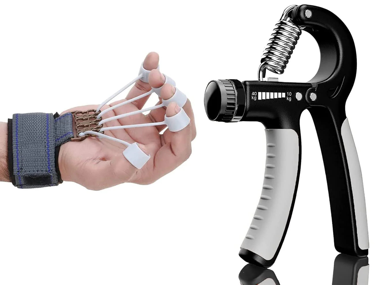 BOLDFIRE Adjustable Hand Grip Strengthener & Finger Exerciser Combo (Pack of 2)