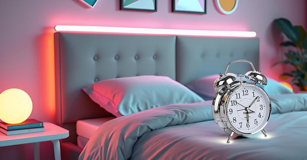 Brass Vintage Twin Bell Alarm Clock with LED – Silver