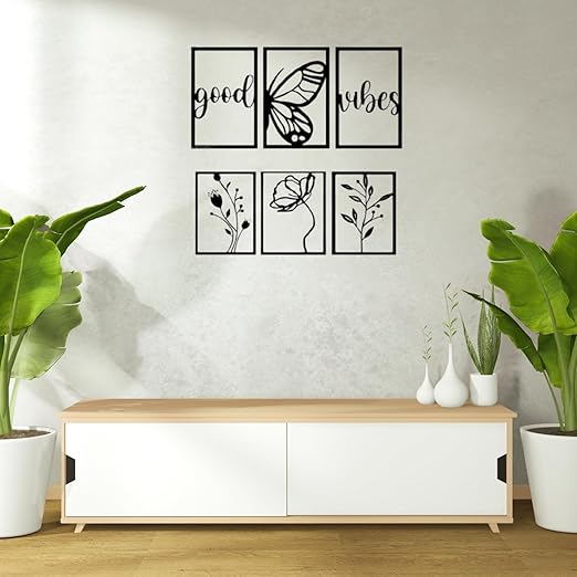 Sage Butterfly MDF Wall Decor Art Hanging MDF Cutout Art - Black, D22