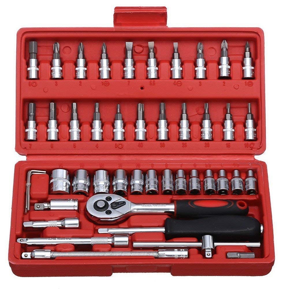 46-Piece Socket & Wrench Tool Kit with Ratchet & Case