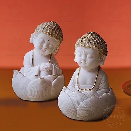 UrbanShilp Cute Lotus Baby Buddha Figurines (Set of 2) | Antique Decorative Showpiece