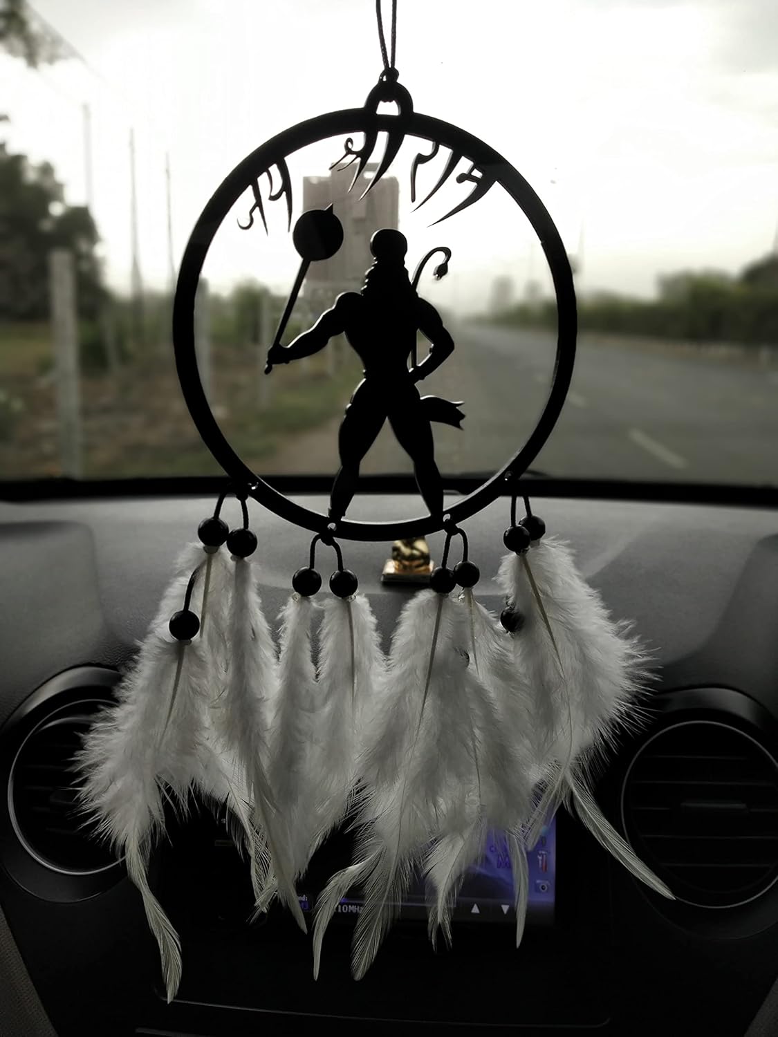 Bajrang Bali Hanuman Car & Wall Hanging Ornament | Temple Décor (23 × 10 × 2 cm)