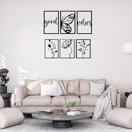 Sage Butterfly MDF Wall Decor Art Hanging MDF Cutout Art - Black, D22