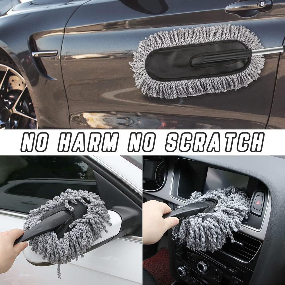 6-Piece Car Cleaning Kit | Microfiber Duster, Vent Brush, Glass Cleaning Tablets & Mini Car Dustbin