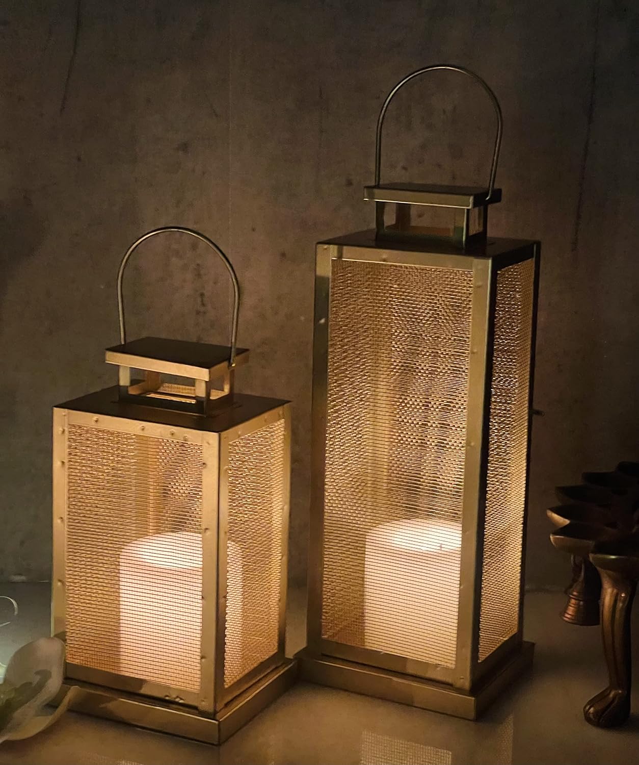 Urban Born Iron Lantern & Tealight Candle Holders (Set of 2)