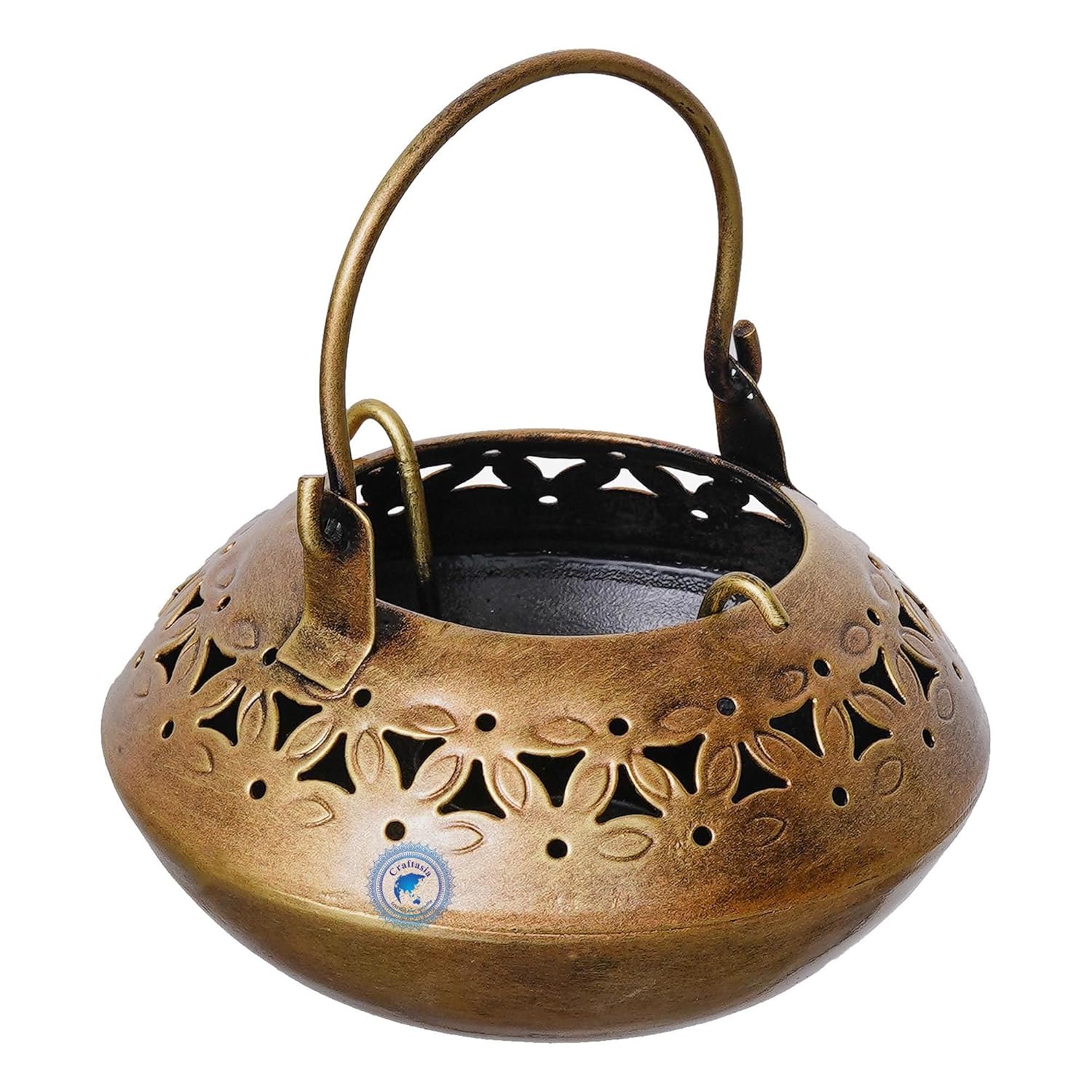 Iron Tea Light Candle Holder with Hook & Bells | Wall Hanging T-Light Stand