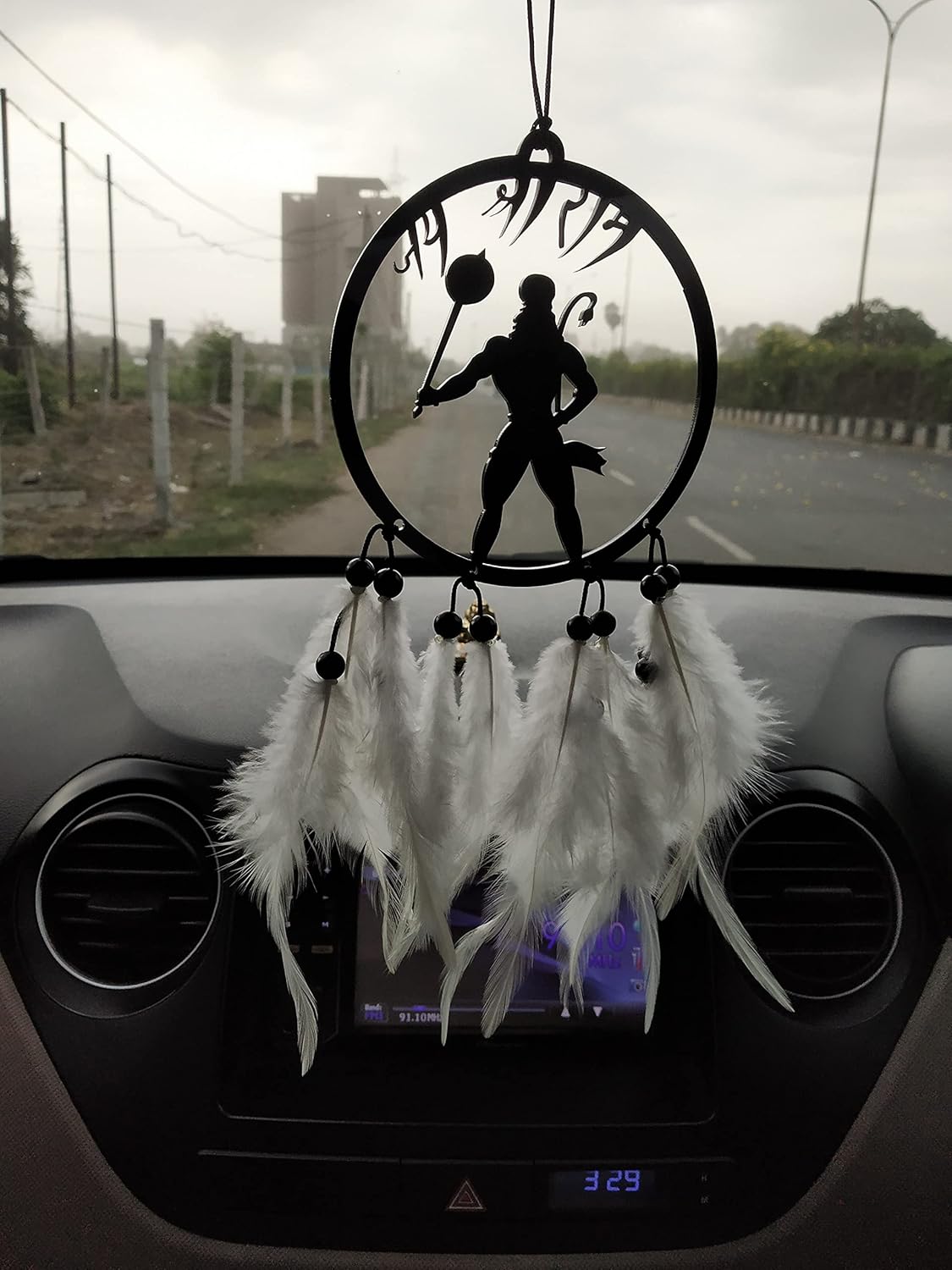 Bajrang Bali Hanuman Car & Wall Hanging Ornament | Temple Décor (23 × 10 × 2 cm)