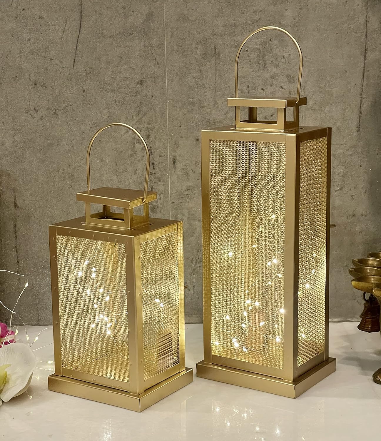 Urban Born Iron Lantern & Tealight Candle Holders (Set of 2)